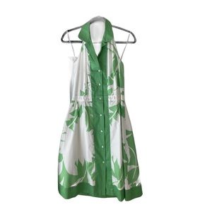 Yves Cossette Depeche Mode Vintage Green/White Collared Halter Dress 10